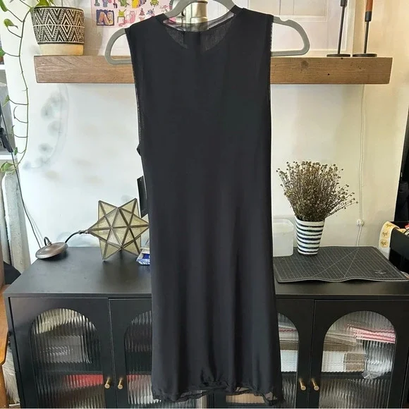 FREE PRESS Nordstrom Black Mesh Ruched Stretch Drape Layered Hem - Picture 6 of 9